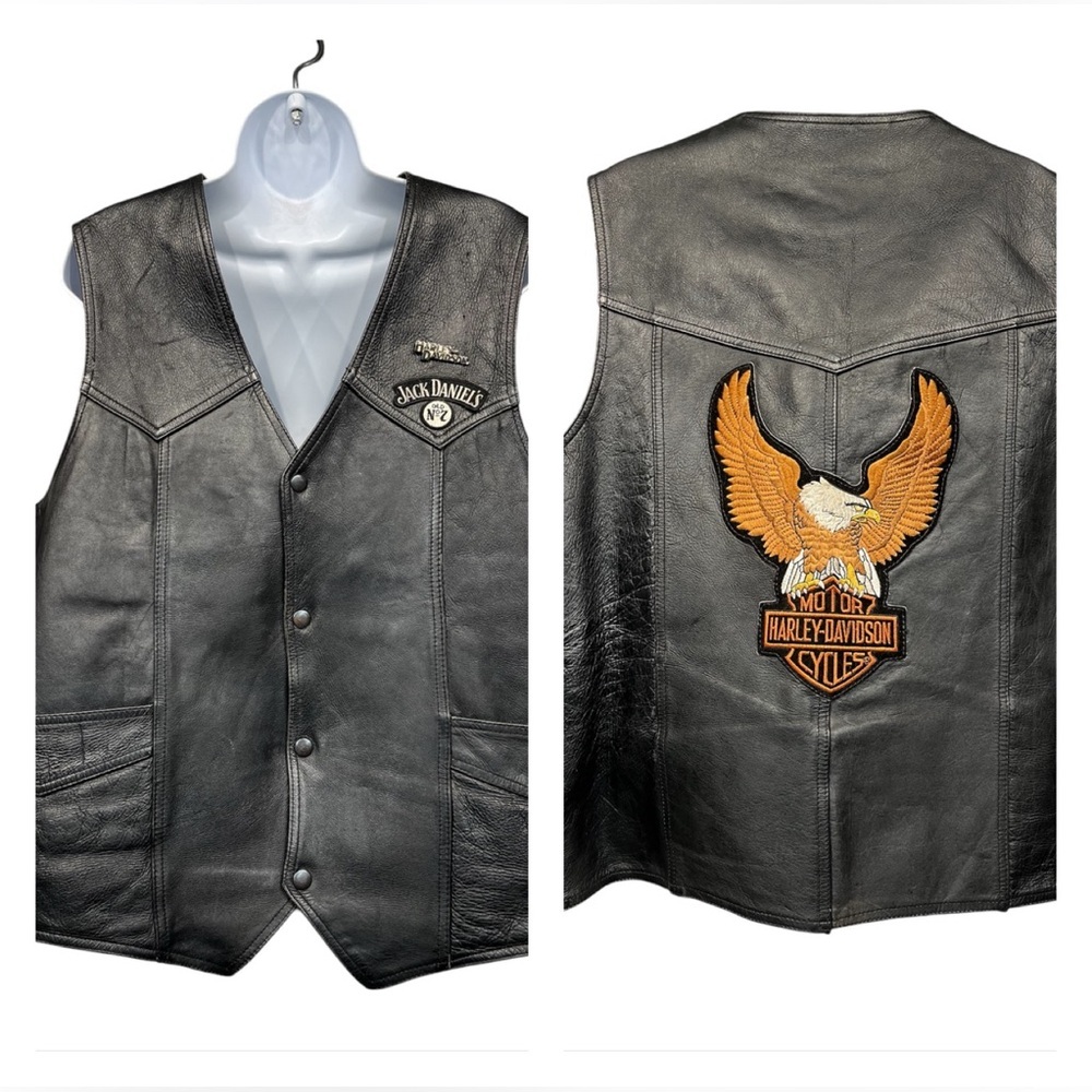 Bonus/Harley Davidson leather vest size 50